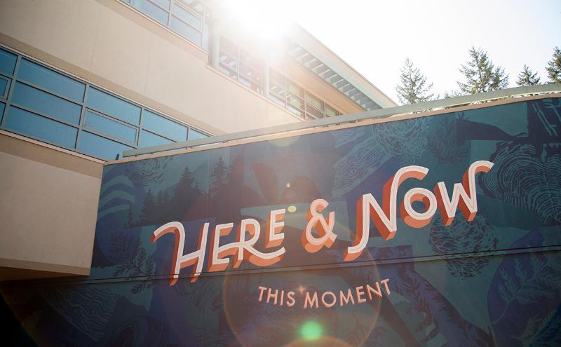 Here & Now mural on Cedar Building