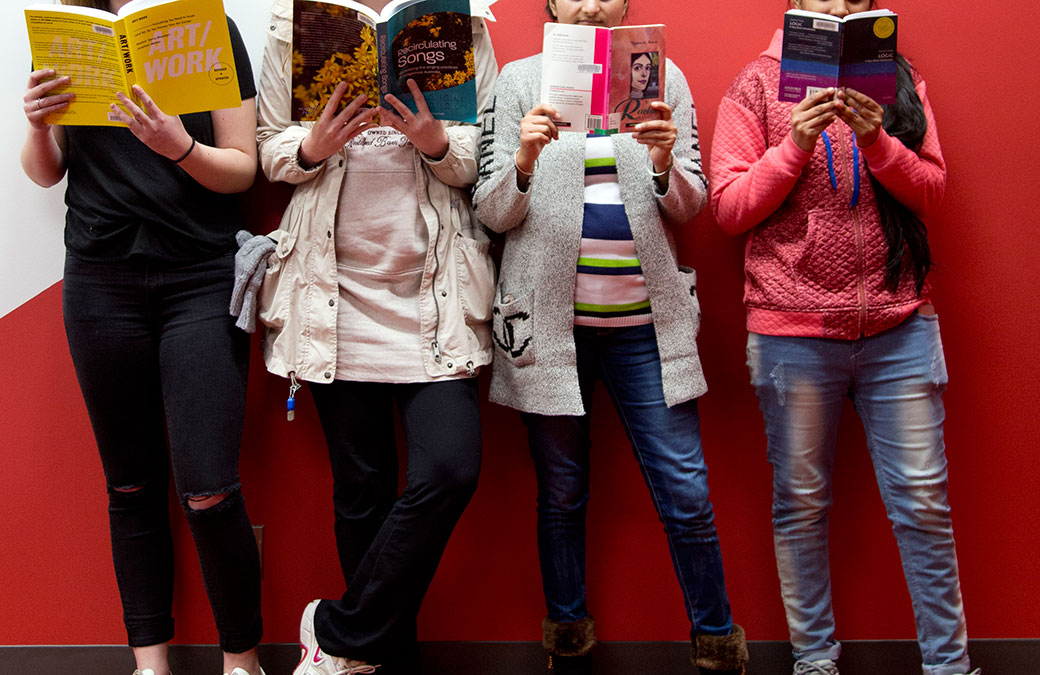 Students with books