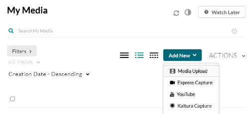 Add new media selection