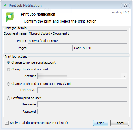 Print PC charge
